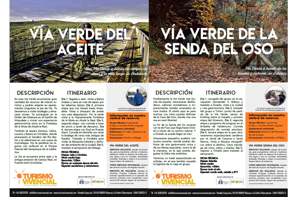 Productos turísticos sobre las vías verdes