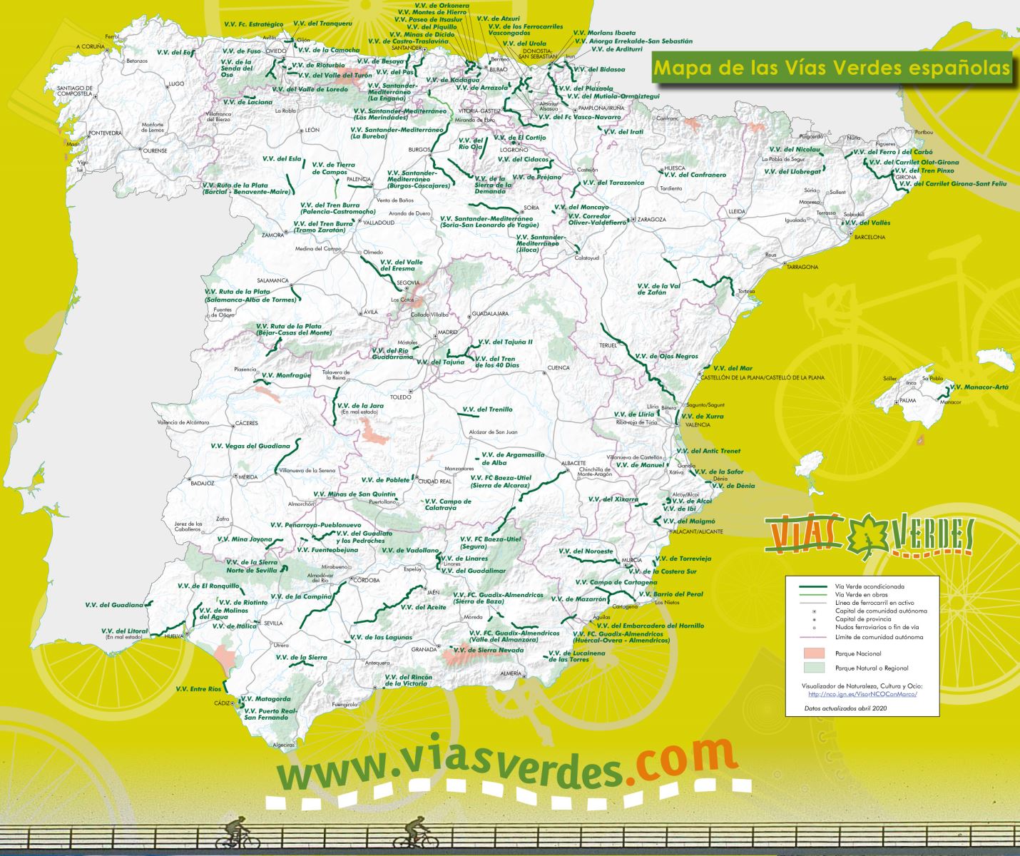 Mapa de Vas Verdes espaolas