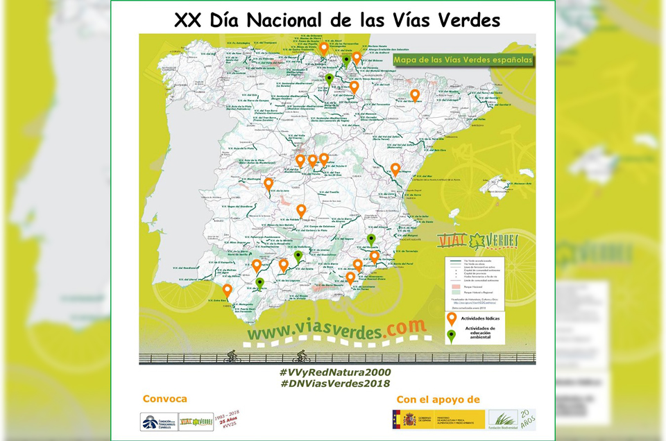 XX Día Nacional de las Vías Verdes, 13 de mayo de 2018. Ven a celebrarlo en la que más te guste.