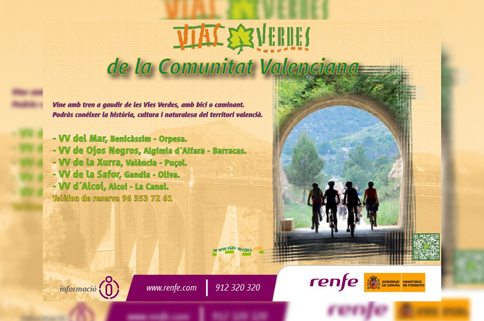 Cercanías RENFE de Valencia lanza la campaña “Ven en tren a las Vías Verdes”