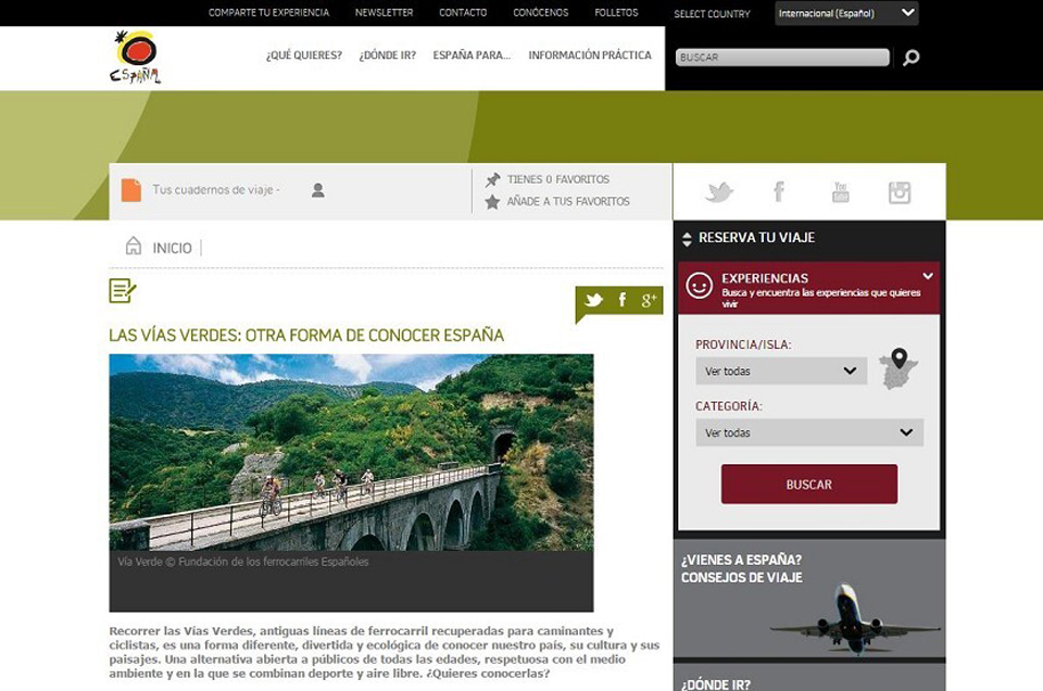 Firmado el Plan de Actuaciones 2016 entre Turespaña y la FFE para la promoción de las Vías Verdes españolas