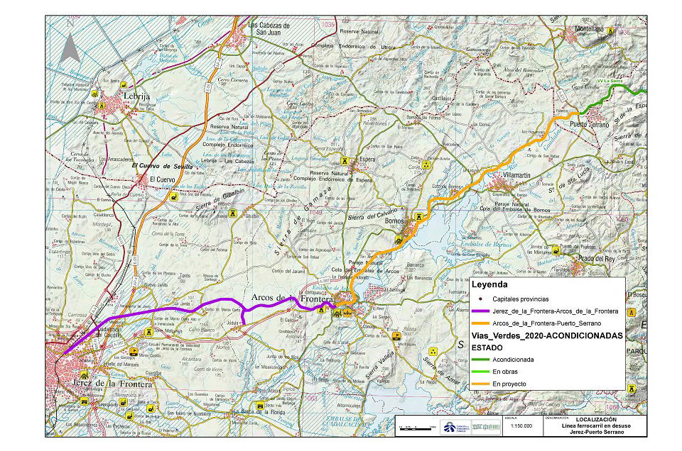 La Fundación de los Ferrocarriles Españoles redacta el estudio de factibilidad de ampliación de la Vía Verde de la Sierra hasta Jerez de la Frontera (Cádiz)