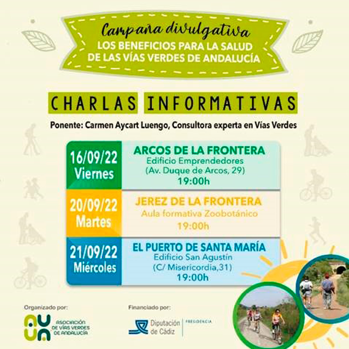 Vas Verdes de Andaluca y salud los das 16, 20 y 21 de septiembre