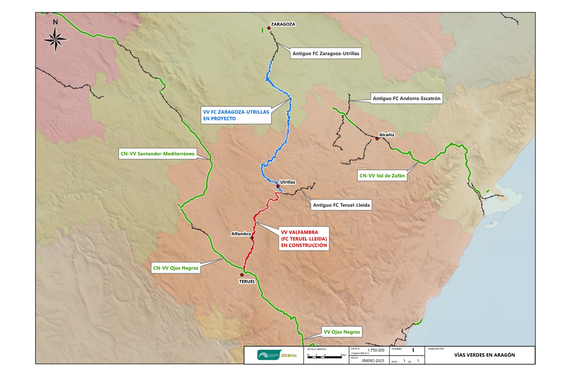 La futura Vía Verde sobre el ferrocarril inconcluso Teruel – Alcañiz en la comarca Cuencas Mineras da sus primeros pasos