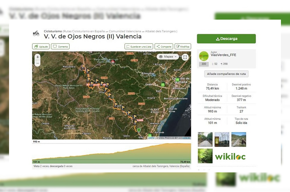 Vas Verdes ya cuenta con perfil en Wikiloc