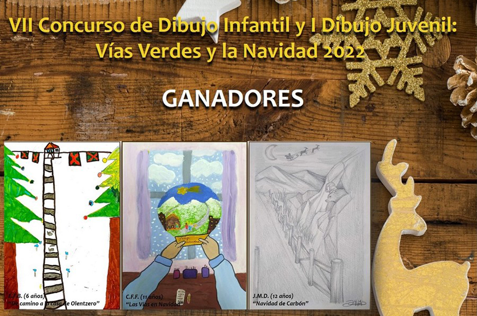 Ya hay ganadores del VII Concurso de Dibujo Infantil y I de Dibujo Juvenil: las Vías Verdes y la Navidad 2022