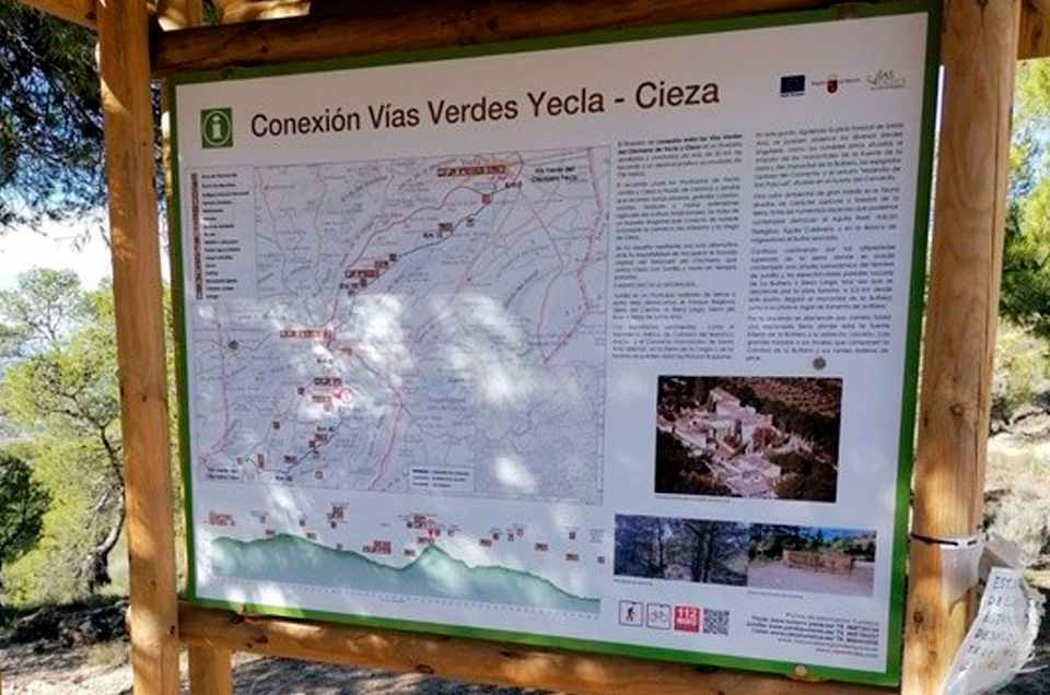 Unidas las dos Vías Verdes murcianas de Chicharra, en los tramos de Yecla y Cieza a través de un nuevo itinerario ecoturístico