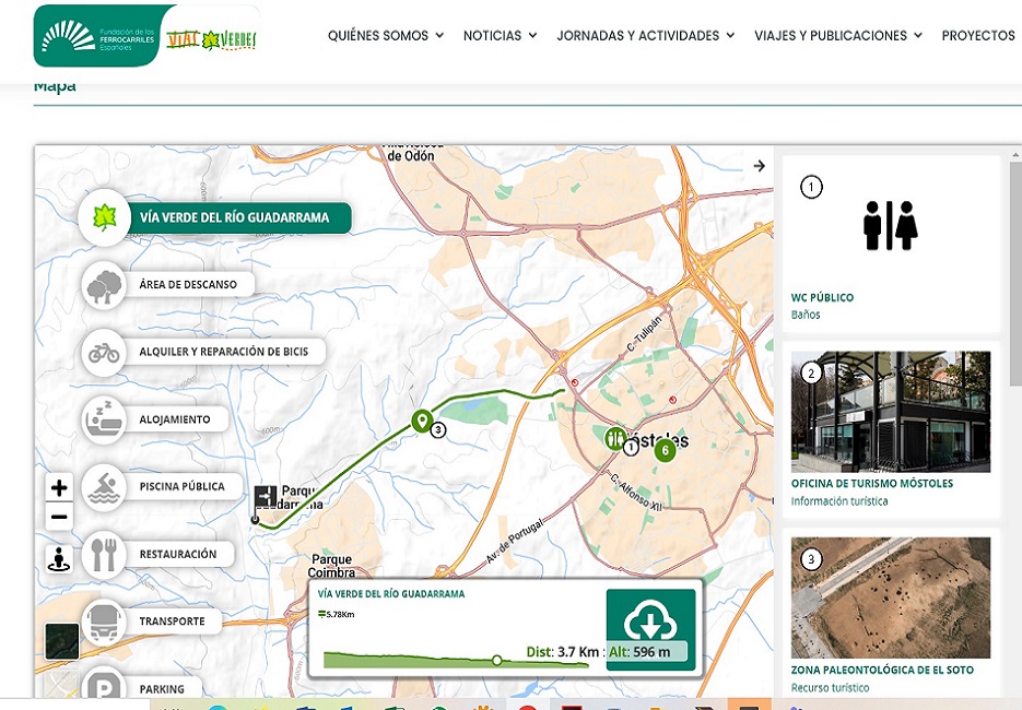 Mapas “Premium” de las Vías Verdes de la Comunidad de Madrid con geolocalización de todos los servicios y equipamientos